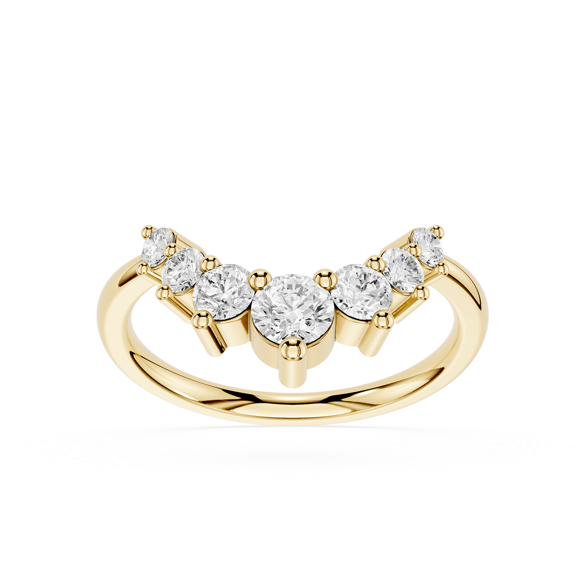 Gold ring with diamonds on a white background