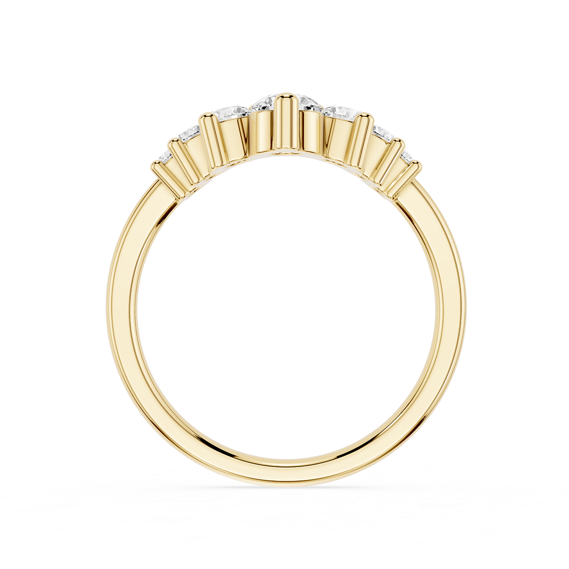 Gold ring with small diamonds on a white background