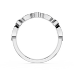 Silver ring with beveled edges on a white background