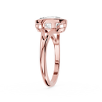 Rose gold ring with a diamond on a white background