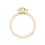 Gold ring with a diamond on a white background