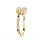 Gold ring with a diamond on a white background