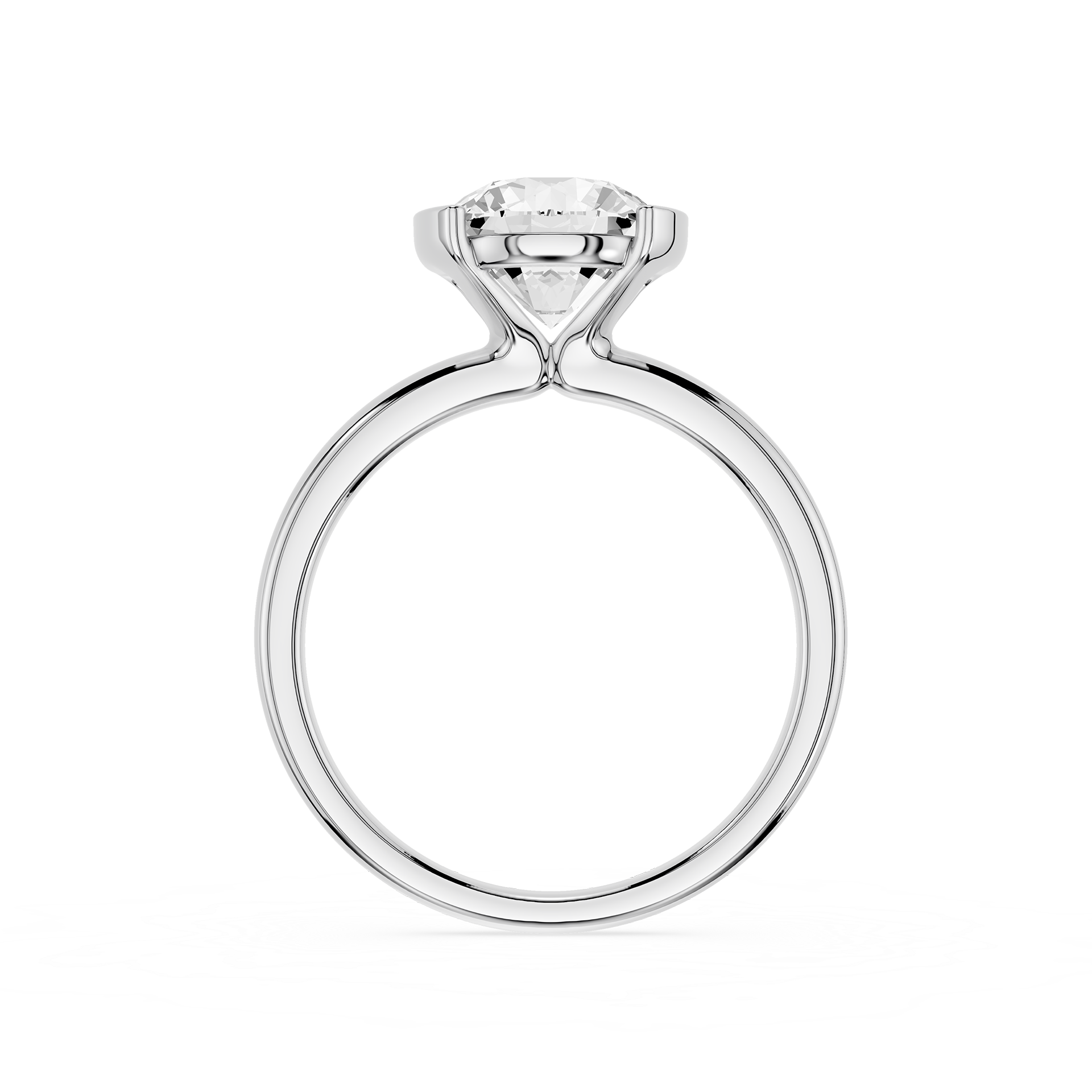 Silver ring with a diamond on a white background