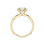 Gold ring with a diamond on a white background