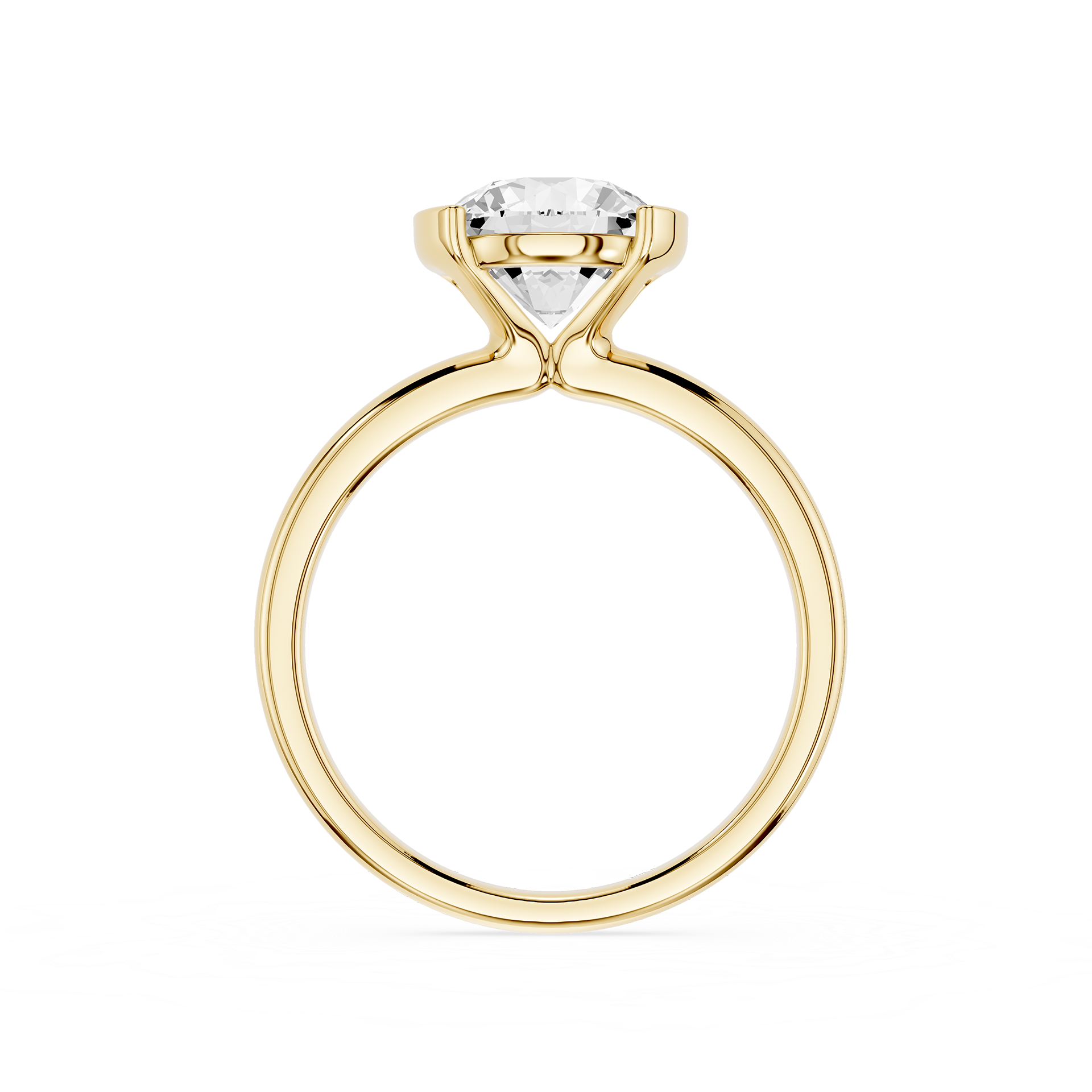 Gold ring with a diamond on a white background