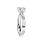 Silver ring with a diamond on a white background