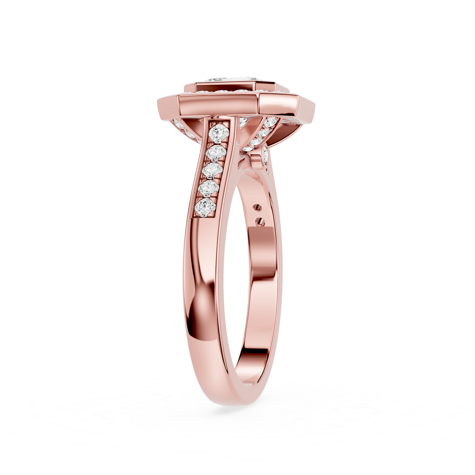Emerald Cut Lab Grown Diamond Halo Engagement Ring