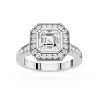 Emerald Cut Lab Grown Diamond Halo Engagement Ring