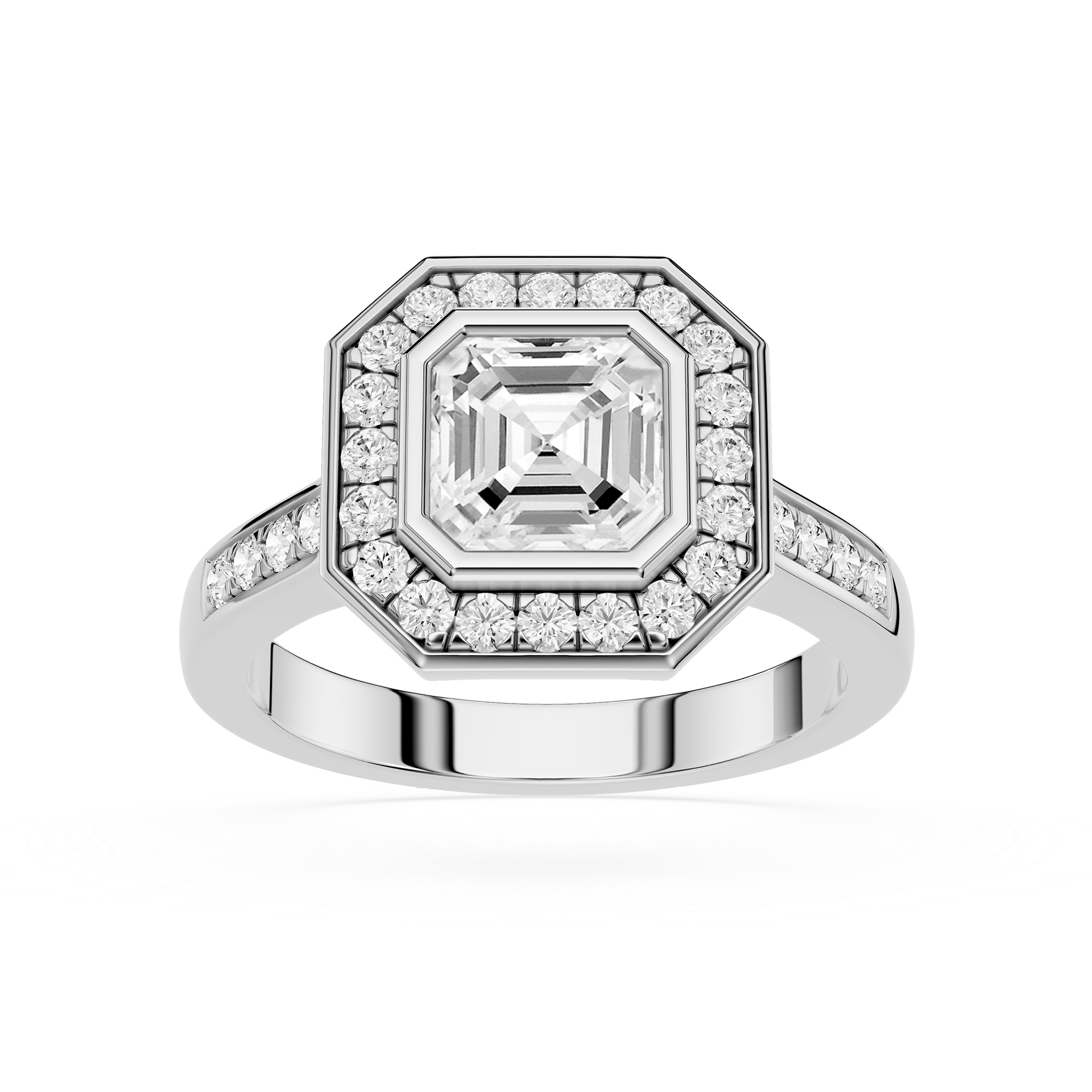 Emerald Cut Lab Grown Diamond Halo Engagement Ring