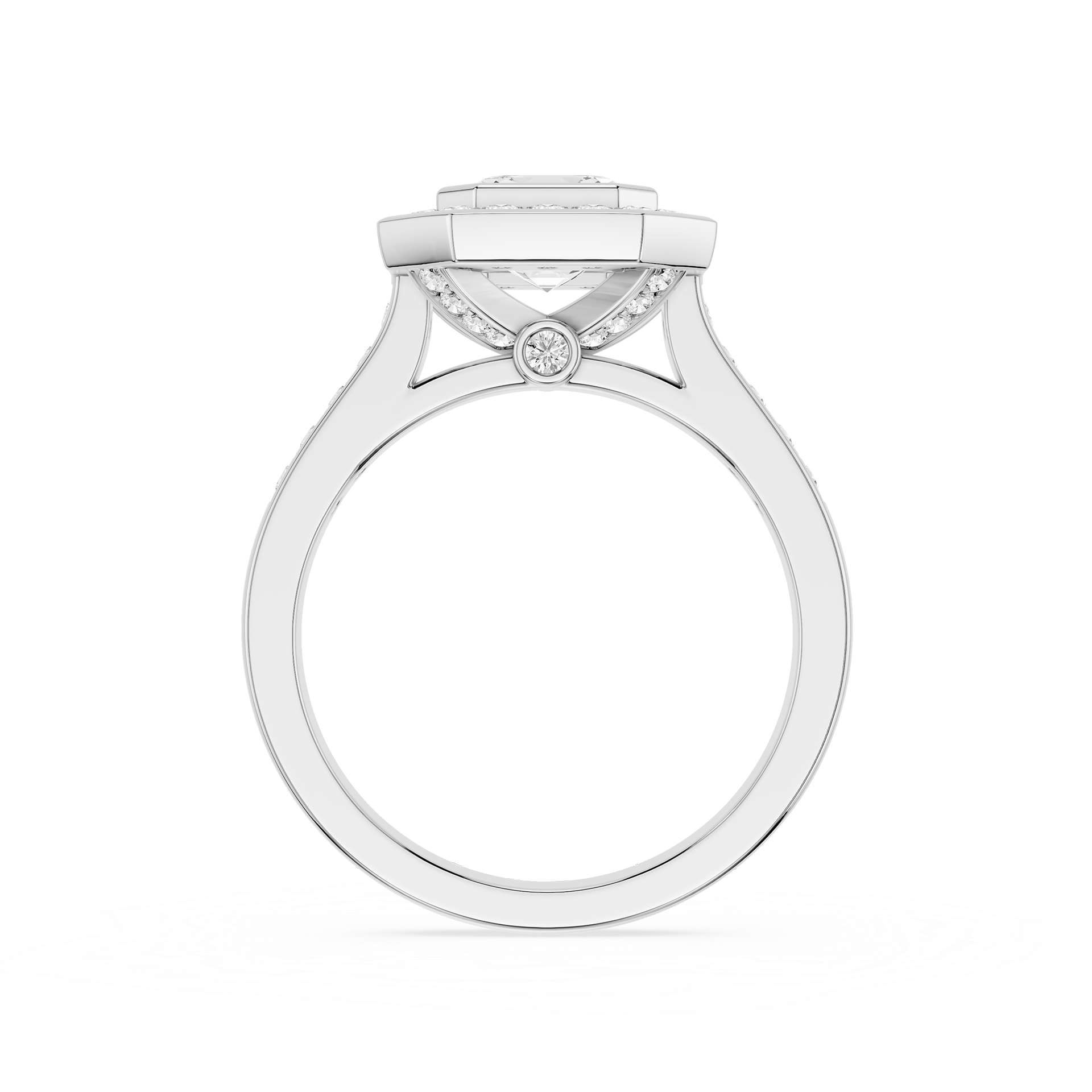 Emerald Cut Lab Grown Diamond Halo Engagement Ring