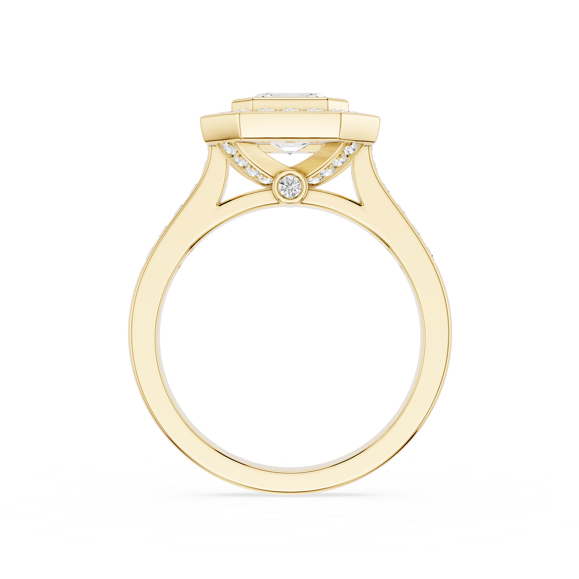 Emerald Cut Lab Grown Diamond Halo Engagement Ring