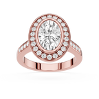 Oval Cut Lab Grown Diamond Bezel Halo Engagement Ring
