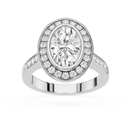 Oval Cut Lab Grown Diamond Bezel Halo Engagement Ring