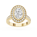 Oval Cut Lab Grown Diamond Bezel Halo Engagement Ring
