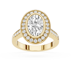 Oval Cut Lab Grown Diamond Bezel Halo Engagement Ring