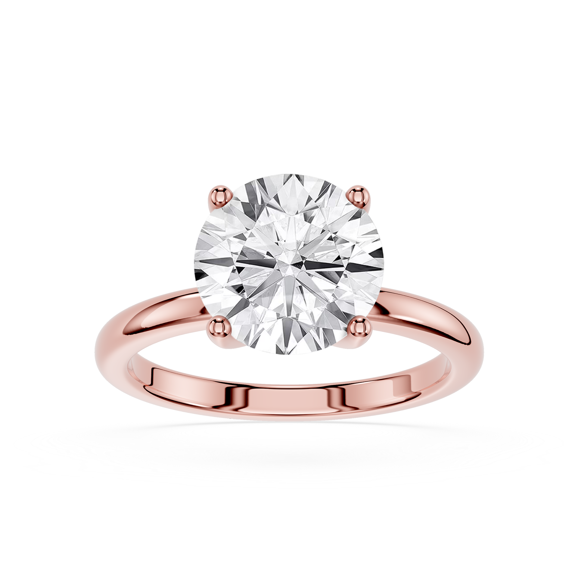 Round Lab Diamond Four Prong Solitaire Ring