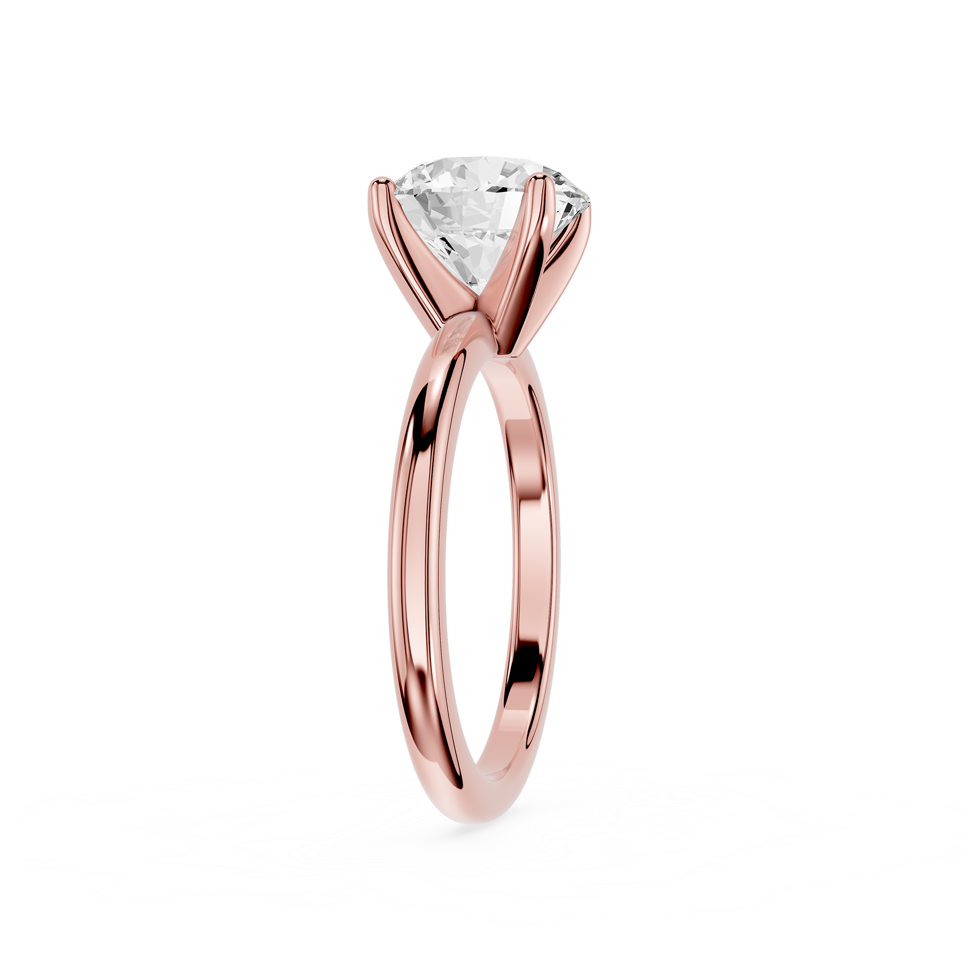Round Lab Diamond Four Prong Solitaire Ring