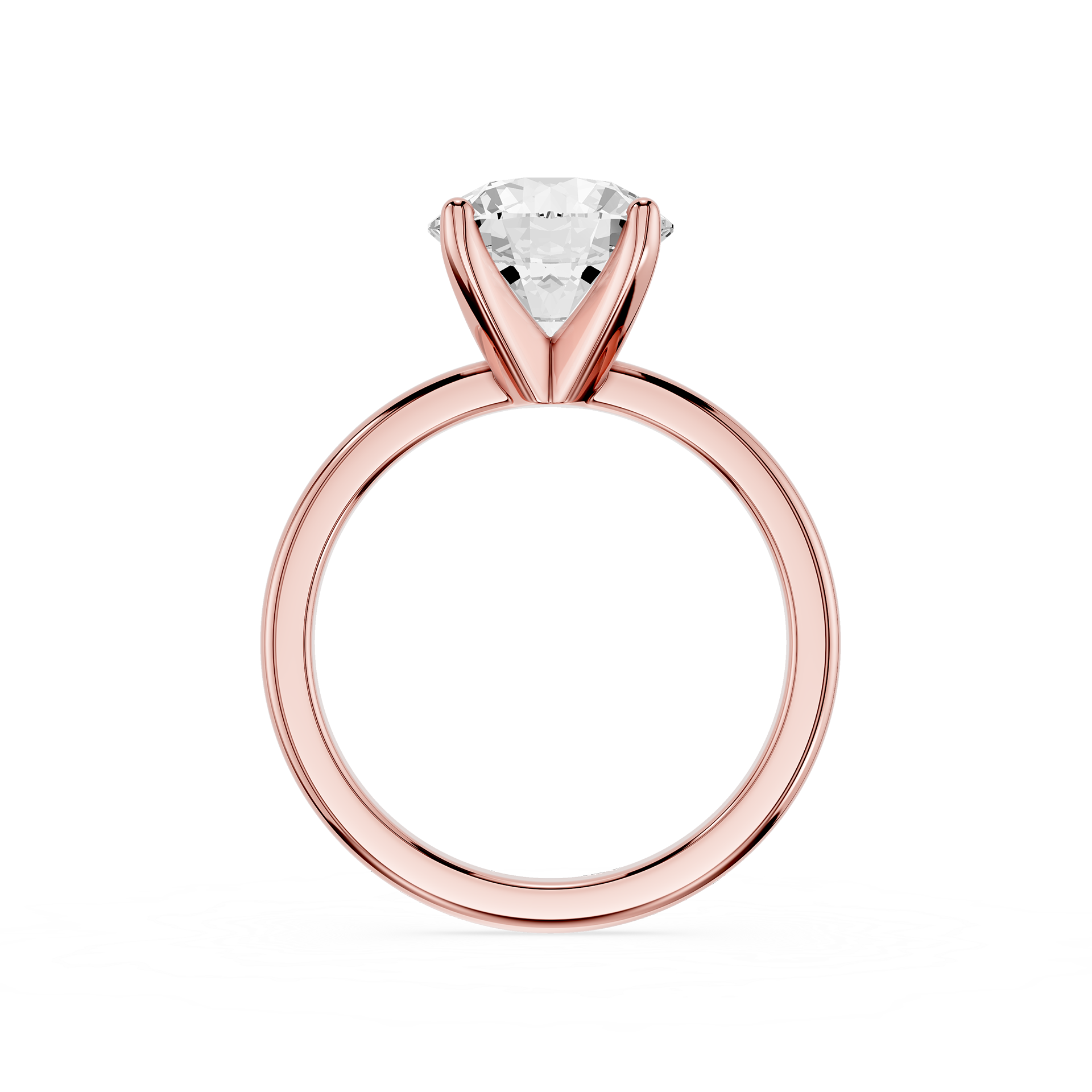 Round Lab Diamond Four Prong Solitaire Ring