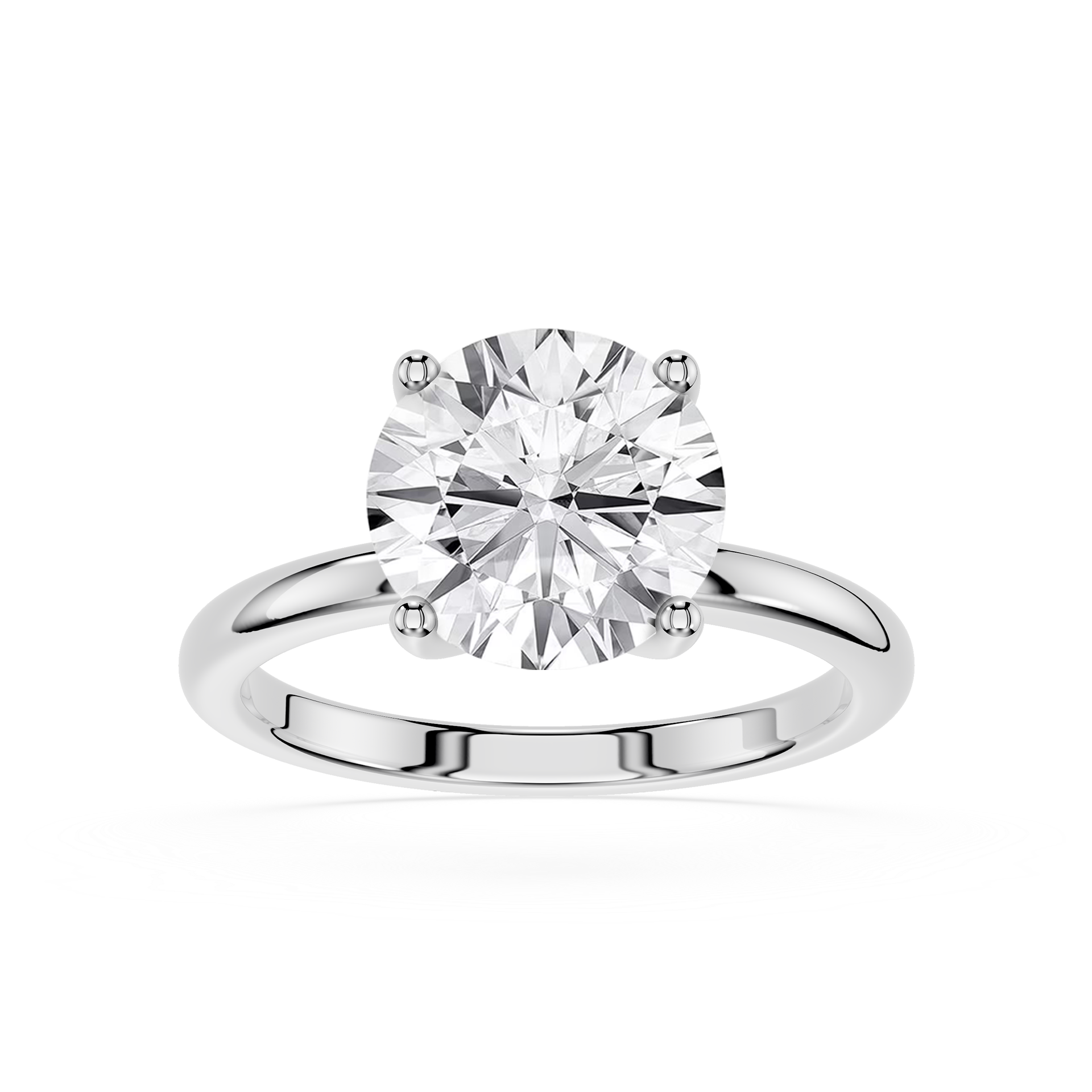 Round Lab Diamond Four Prong Solitaire Ring