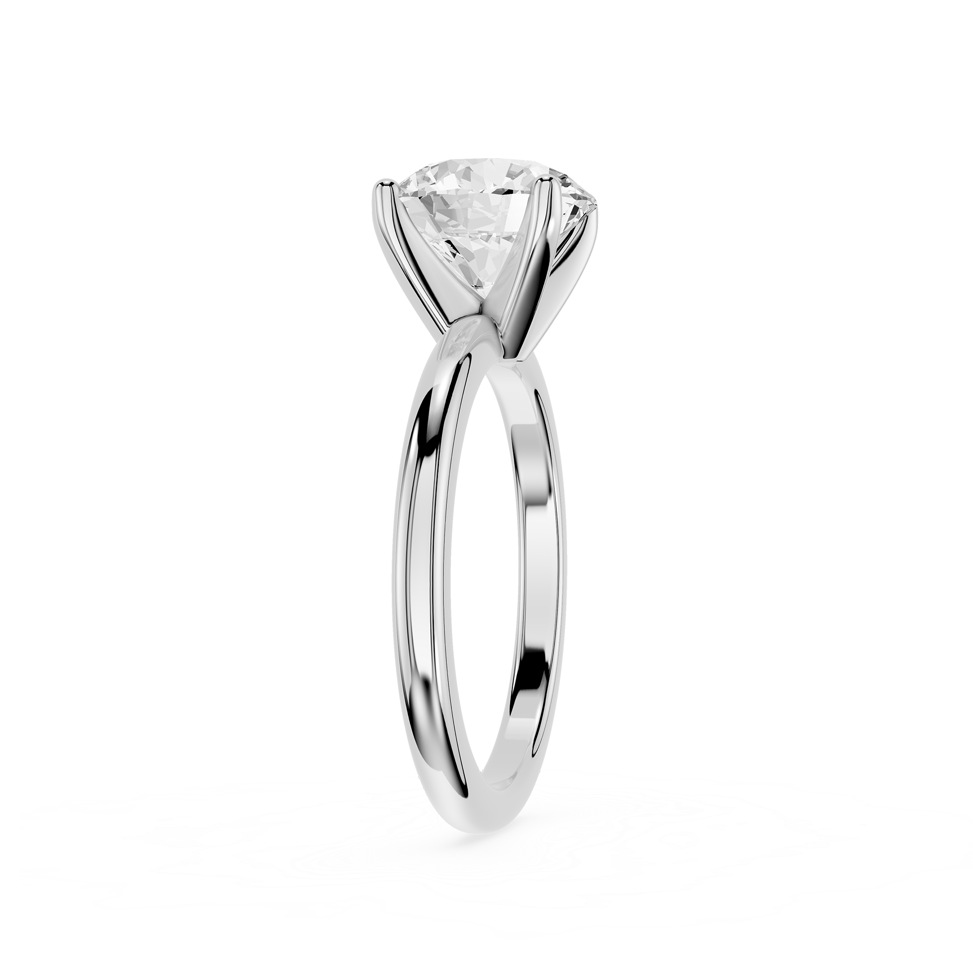 Round Lab Diamond Four Prong Solitaire Ring