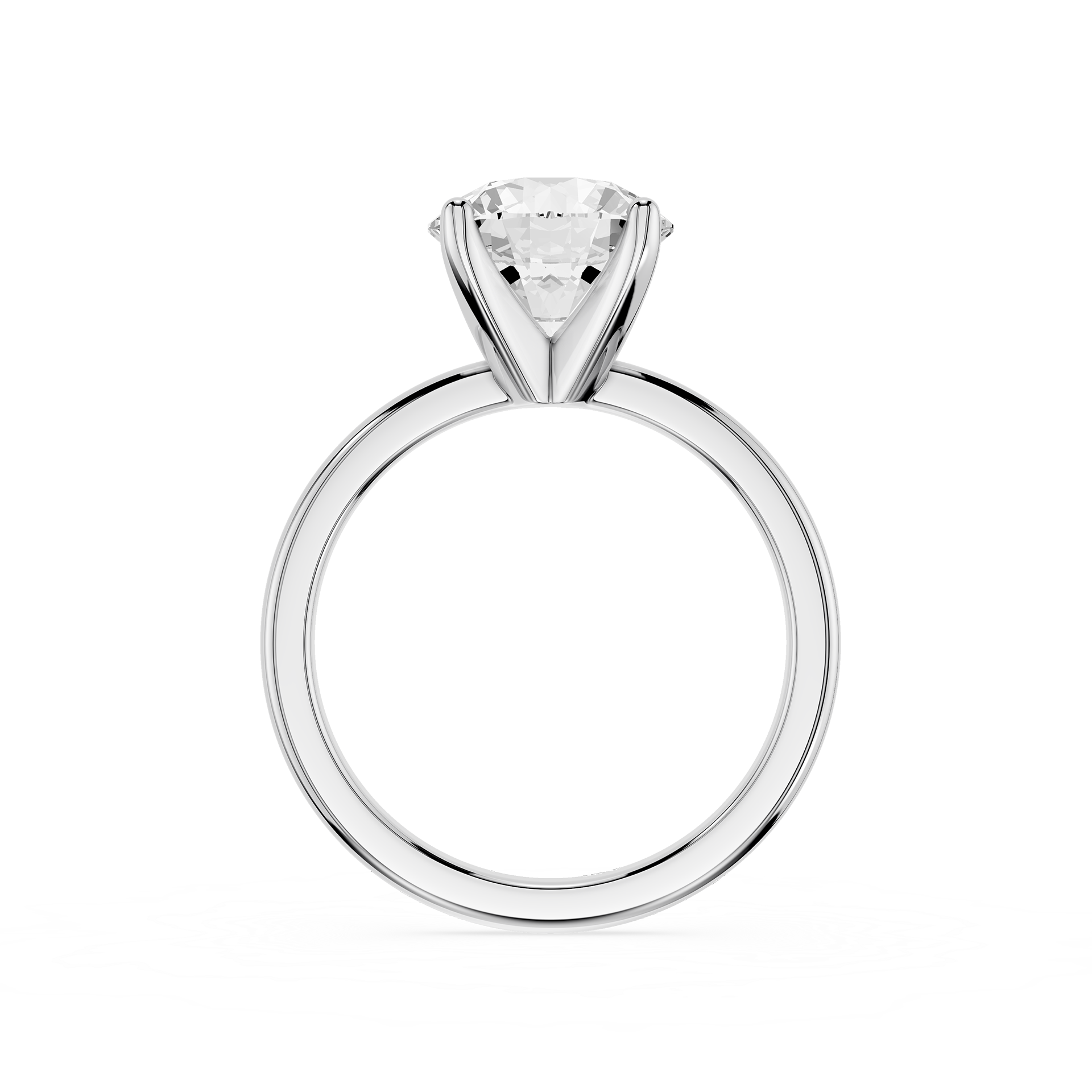 Round Lab Diamond Four Prong Solitaire Ring