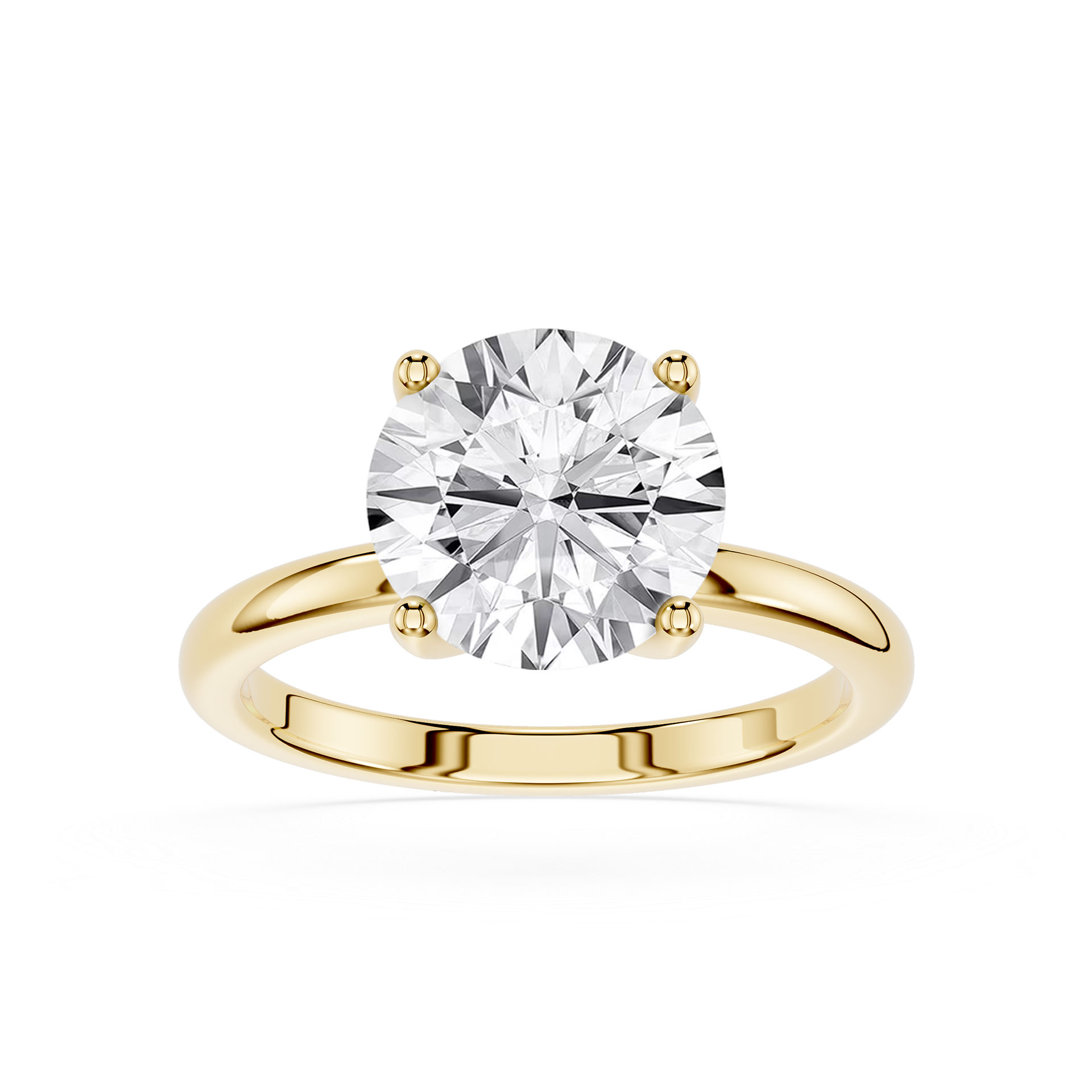 Round Lab Diamond Four Prong Solitaire Ring