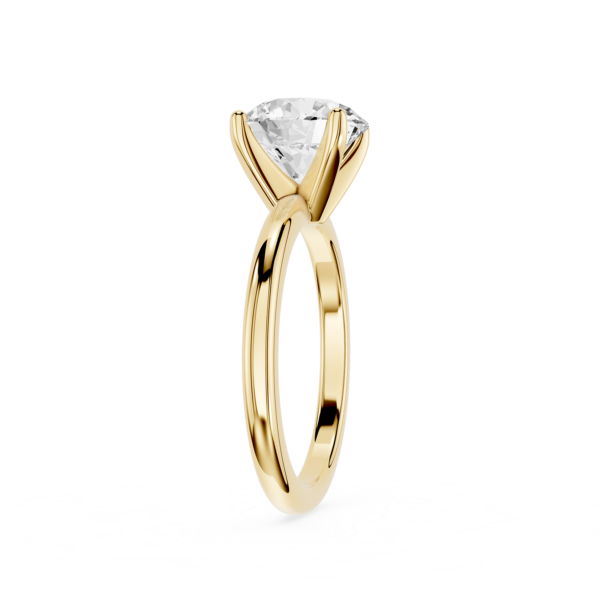 Round Lab Diamond Four Prong Solitaire Ring