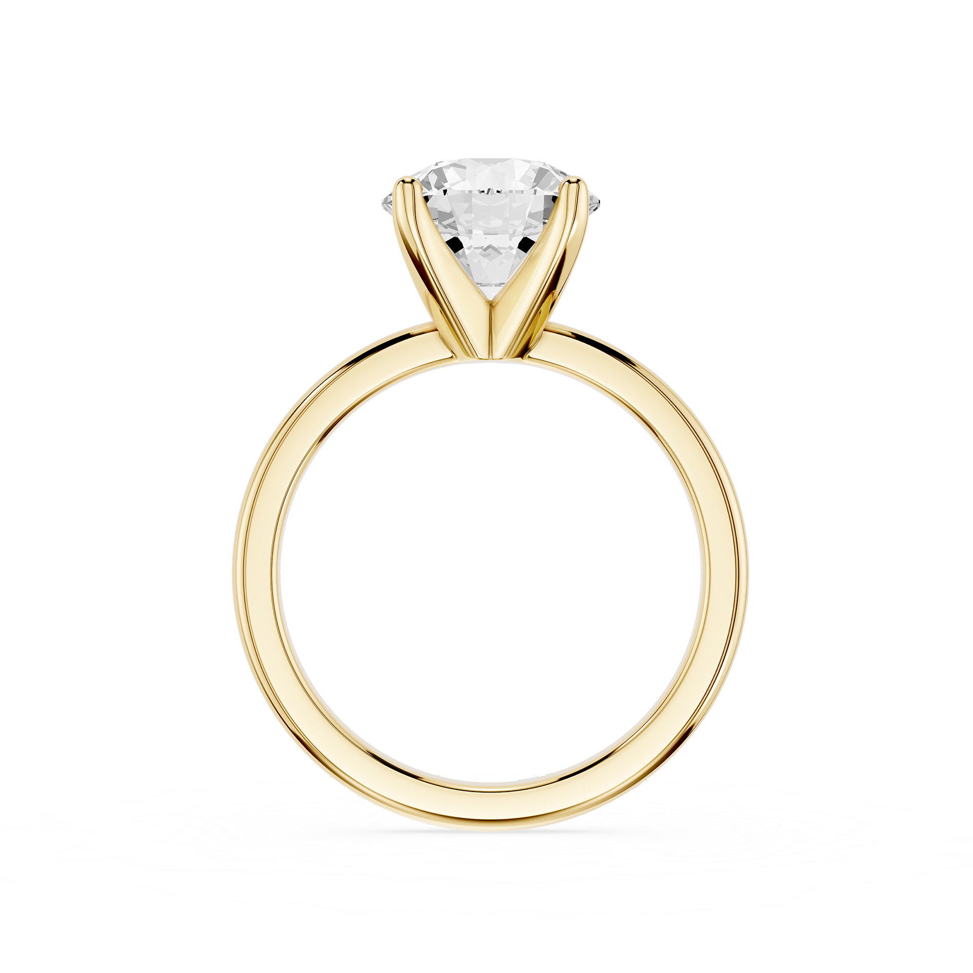 Round Lab Diamond Four Prong Solitaire Ring
