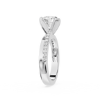 Round Lab Diamond Pave Solitaire Engagement Ring