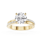 Round Lab Diamond Pave Solitaire Engagement Ring