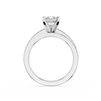 Emerald Lab Diamond Pave Solitaire Engagement Ring