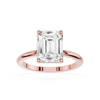 Emerald Lab Diamond Four Prong Solitaire Ring