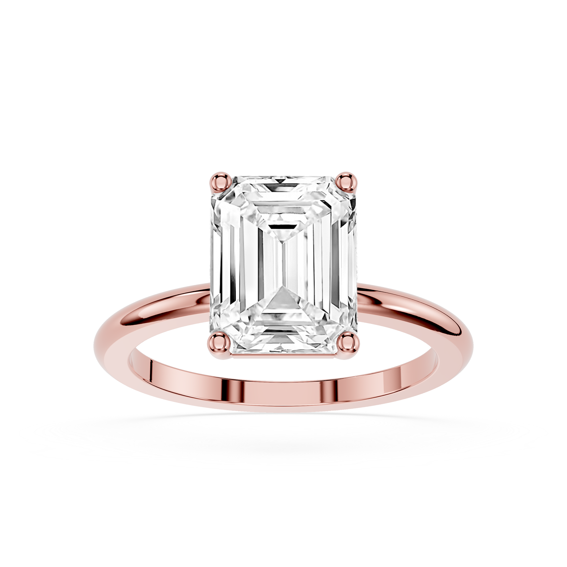 Emerald Lab Diamond Four Prong Solitaire Ring