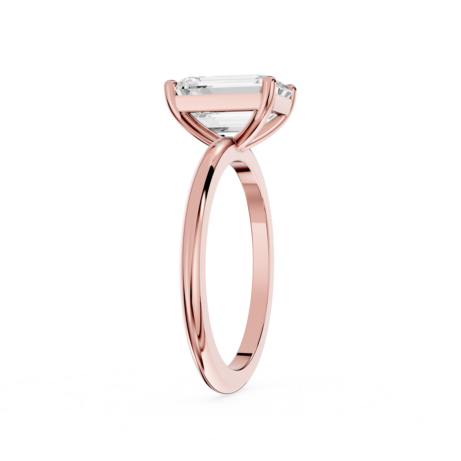 Emerald Lab Diamond Four Prong Solitaire Ring