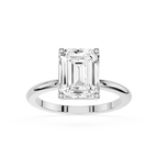 Emerald Lab Diamond Four Prong Solitaire Ring