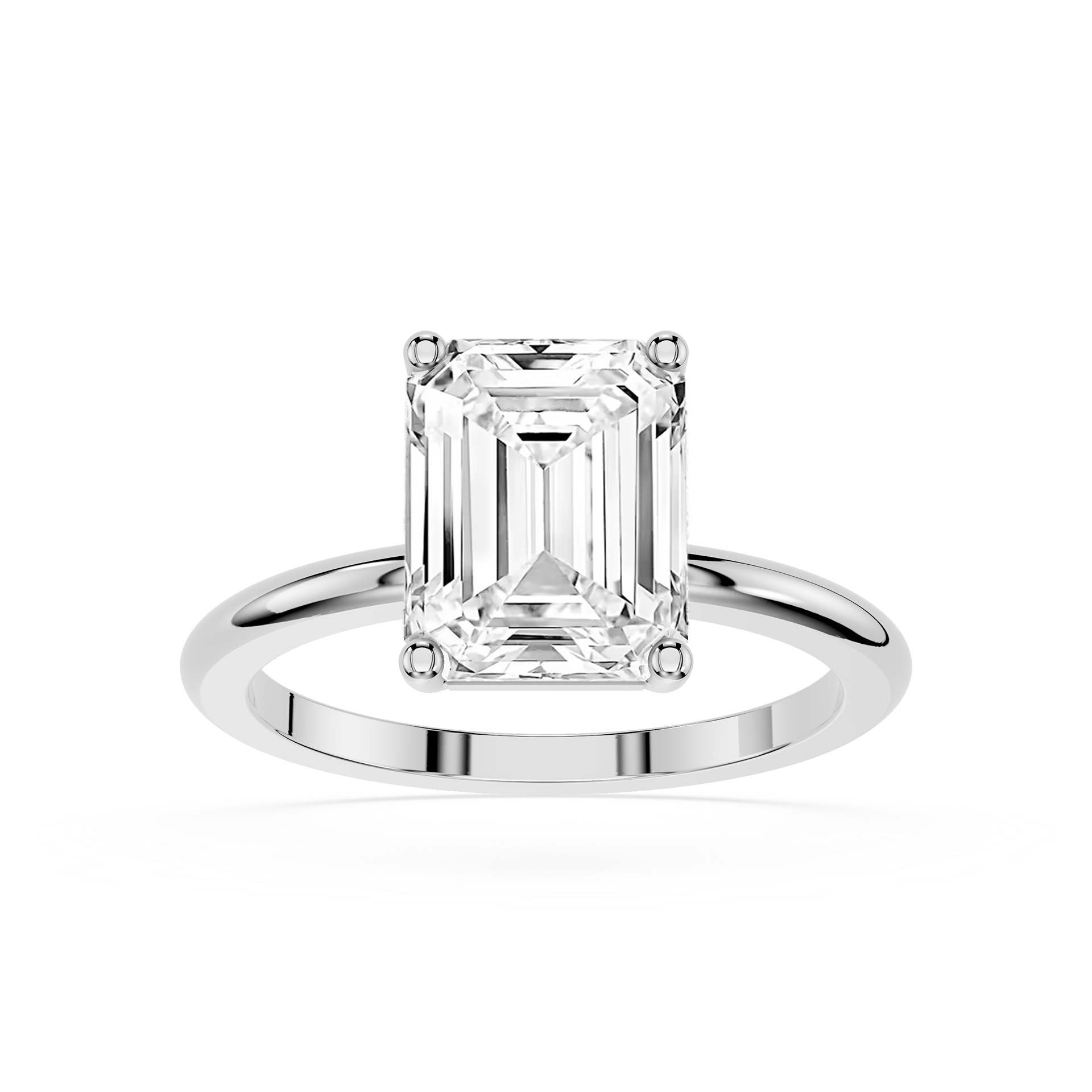 Emerald Lab Diamond Four Prong Solitaire Ring