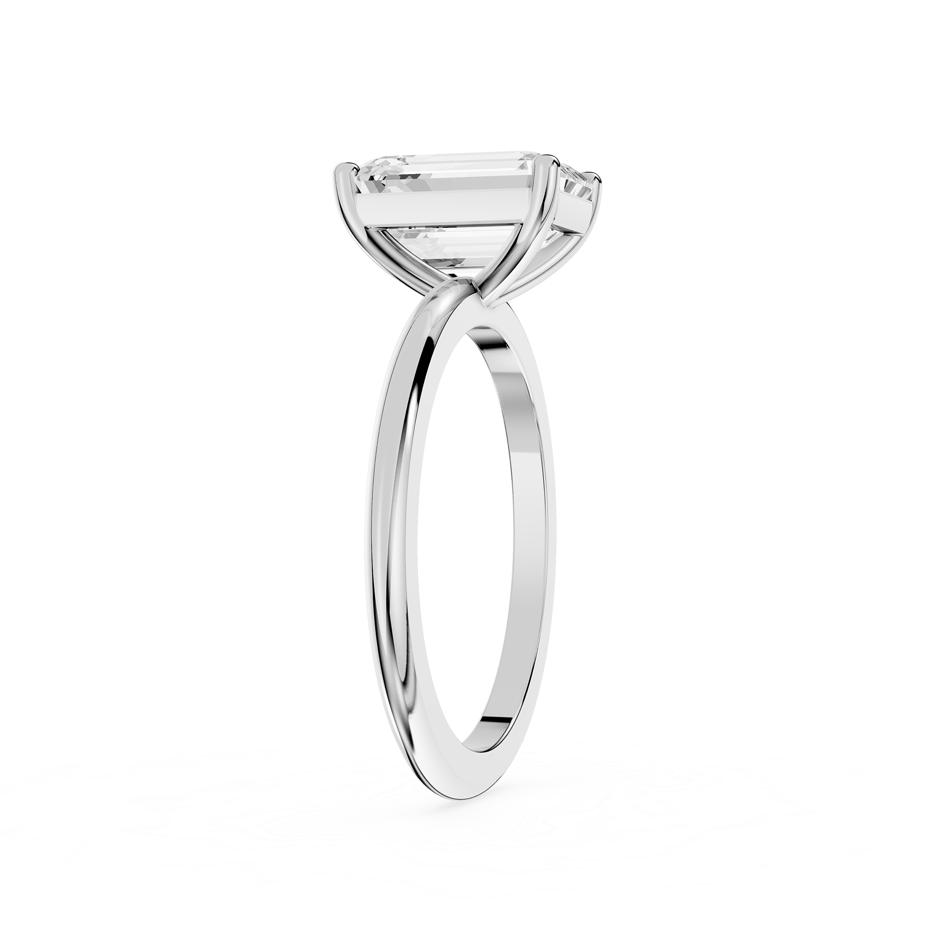 Emerald Lab Diamond Four Prong Solitaire Ring