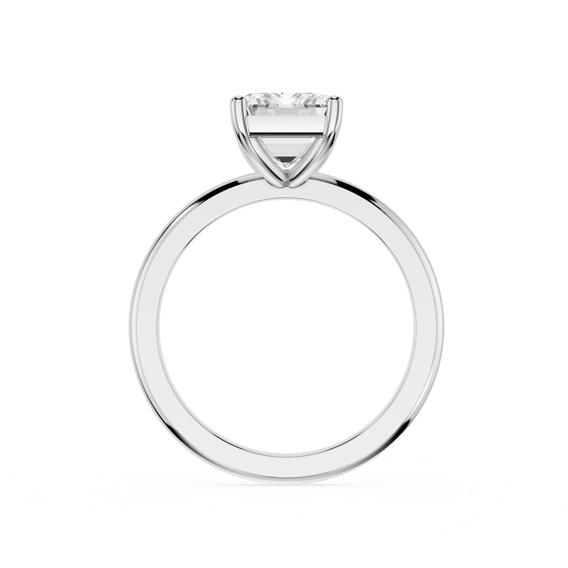 Emerald Lab Diamond Four Prong Solitaire Ring