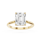 Emerald Lab Diamond Four Prong Solitaire Ring