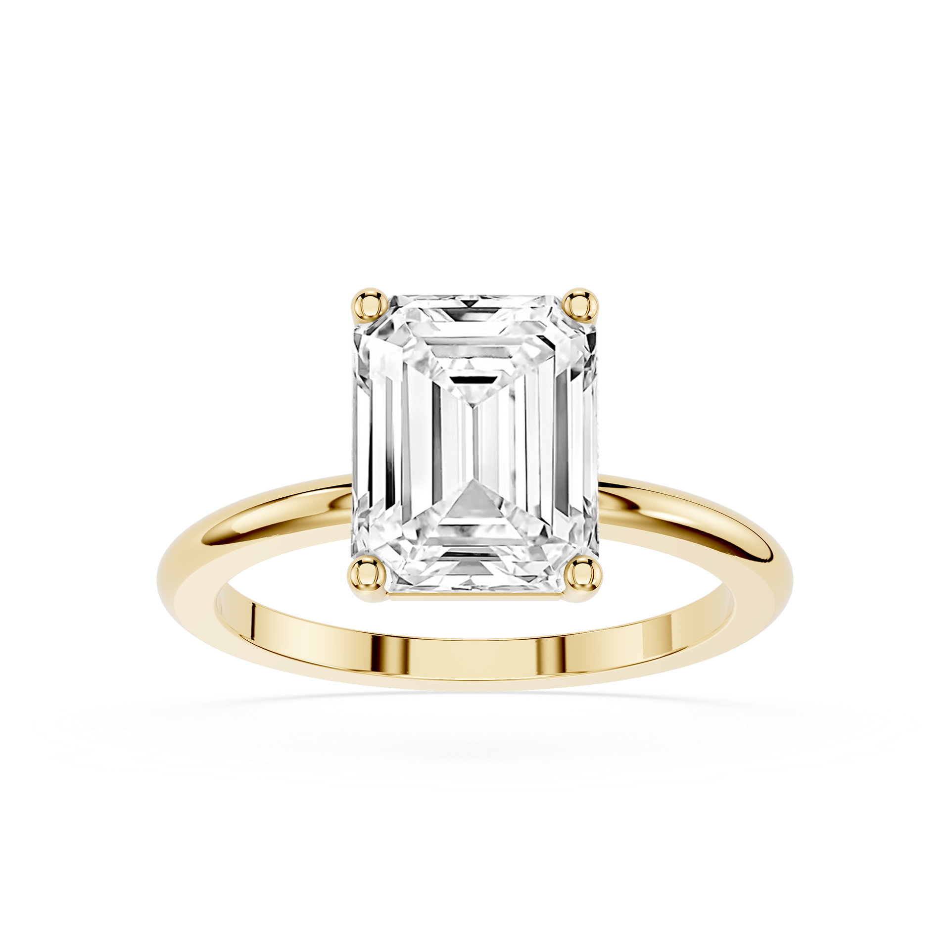 Emerald Lab Diamond Four Prong Solitaire Ring