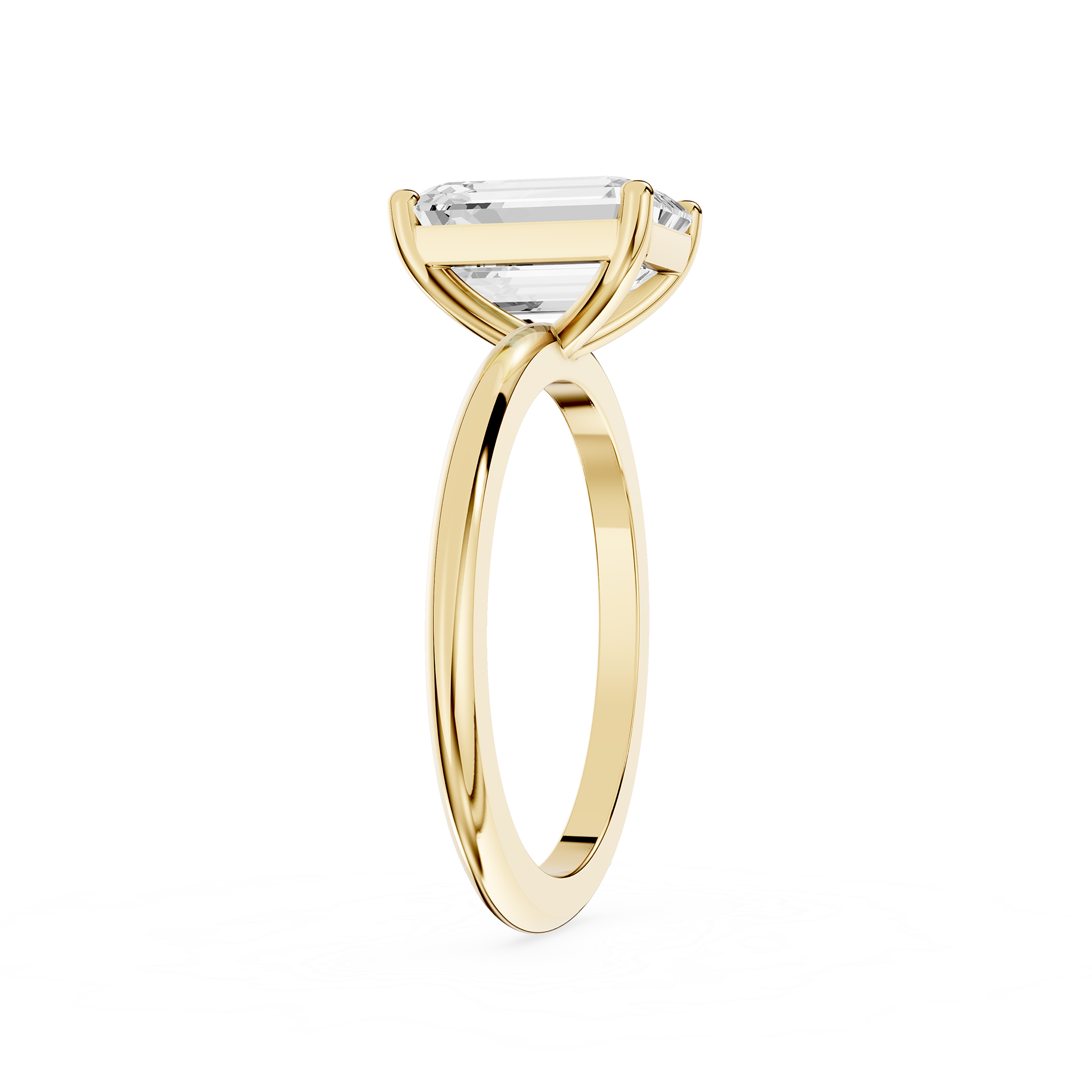 Emerald Lab Diamond Four Prong Solitaire Ring