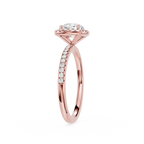Round Lab Diamond Cushion Halo Ring