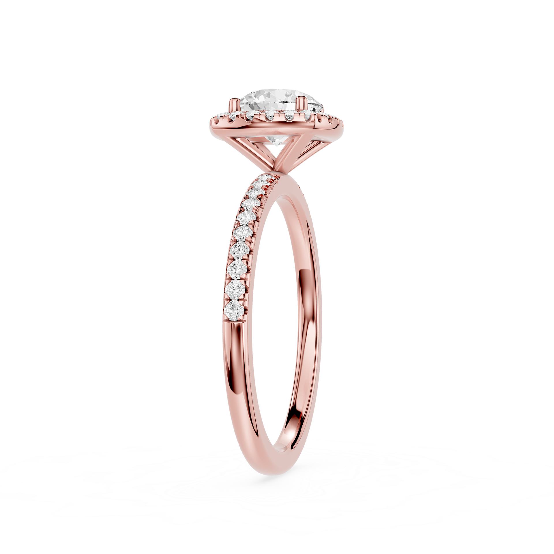 Round Lab Diamond Cushion Halo Ring