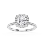 Round Lab Diamond Cushion Halo Ring