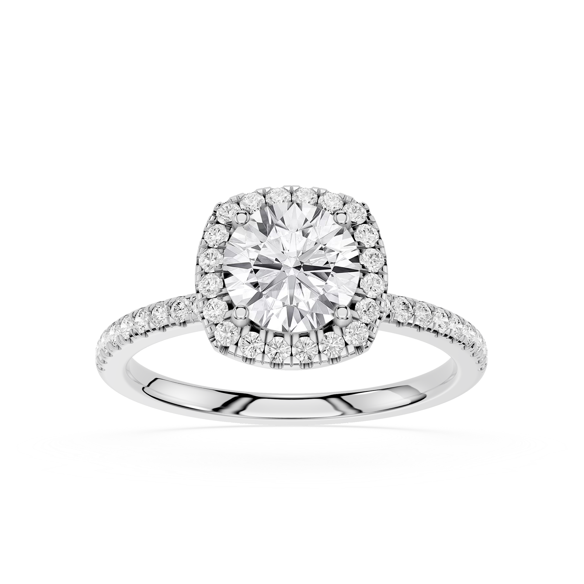 Round Lab Diamond Cushion Halo Ring
