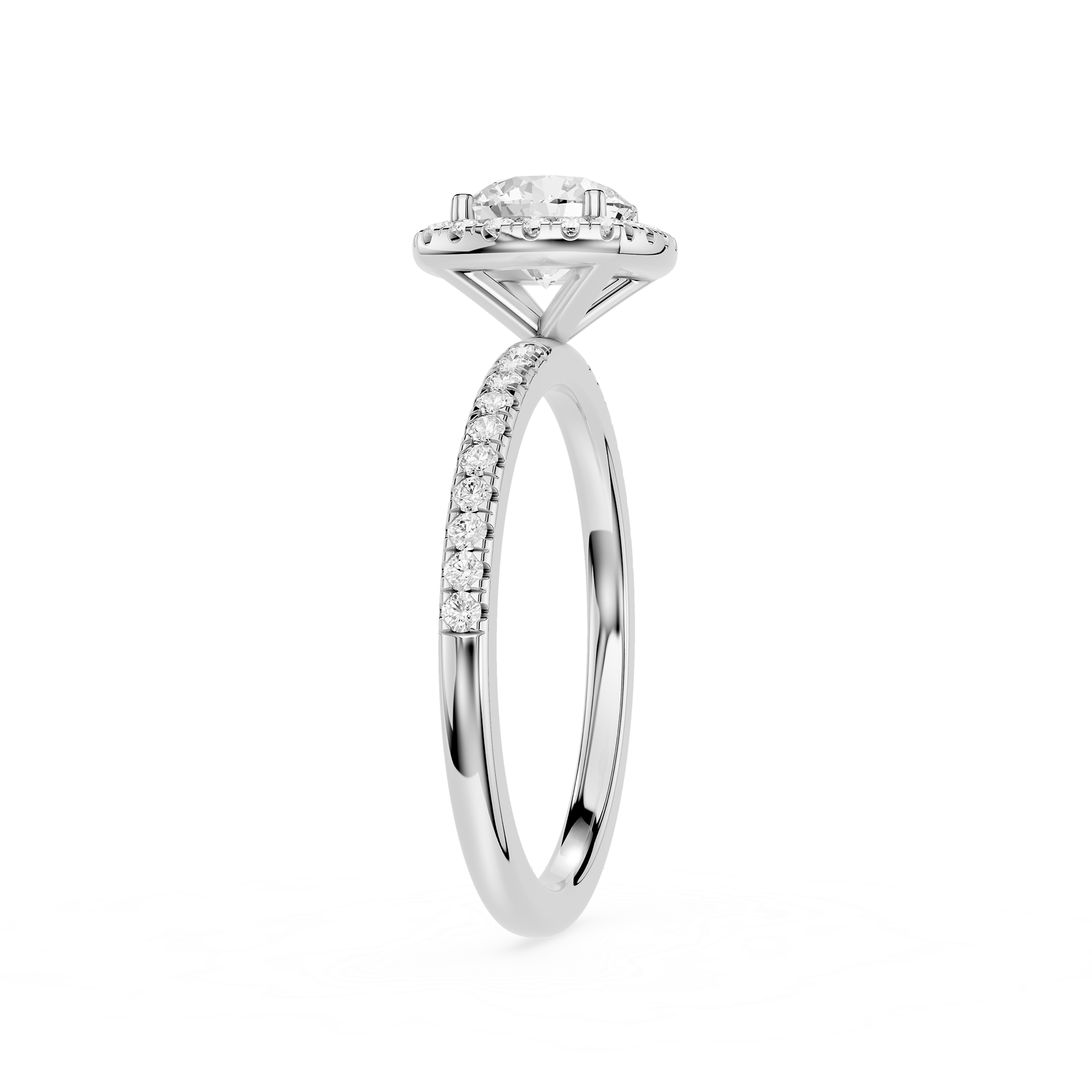 Round Lab Diamond Cushion Halo Ring