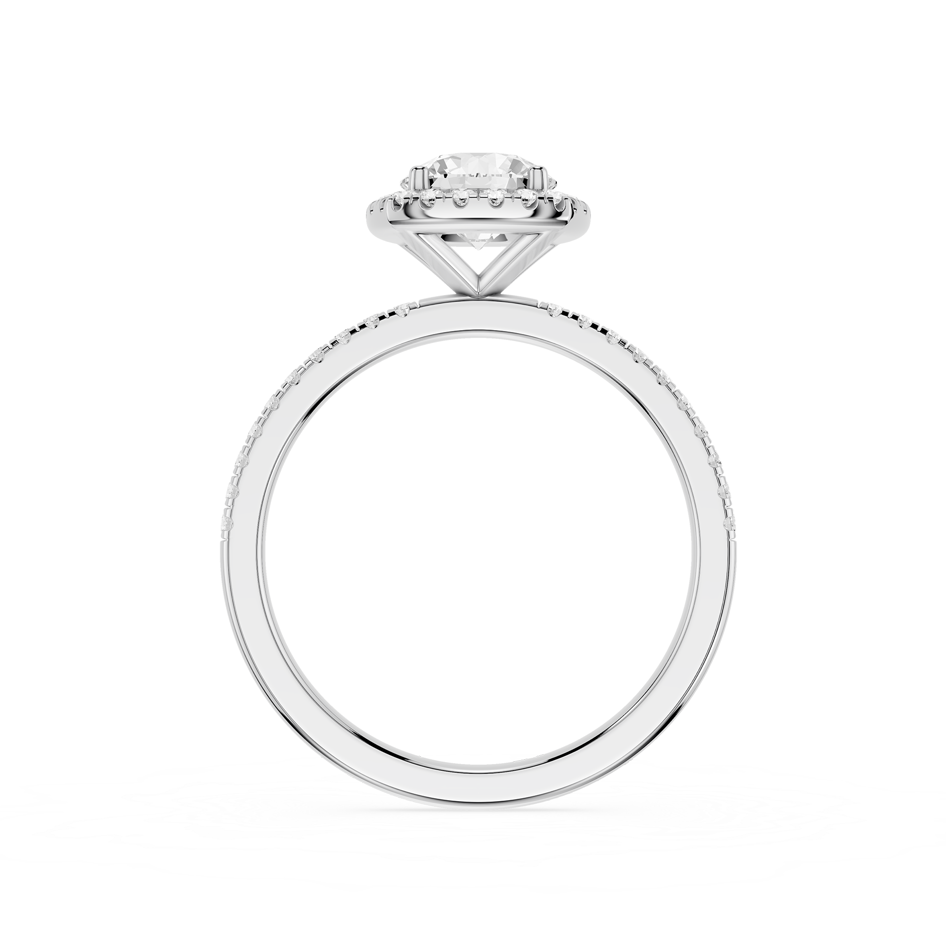 Round Lab Diamond Cushion Halo Ring
