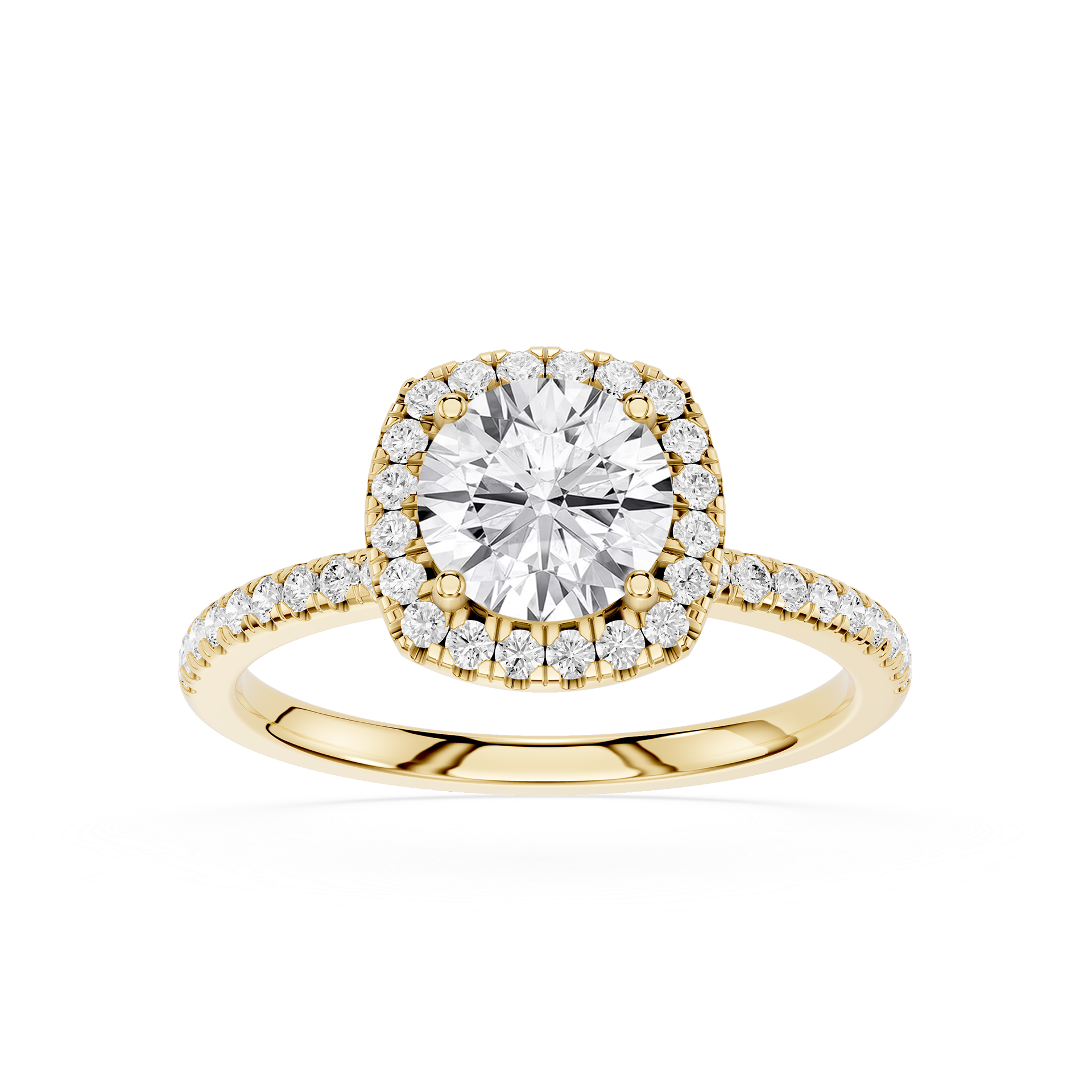 Round Lab Diamond Cushion Halo Ring