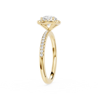 Round Lab Diamond Cushion Halo Ring