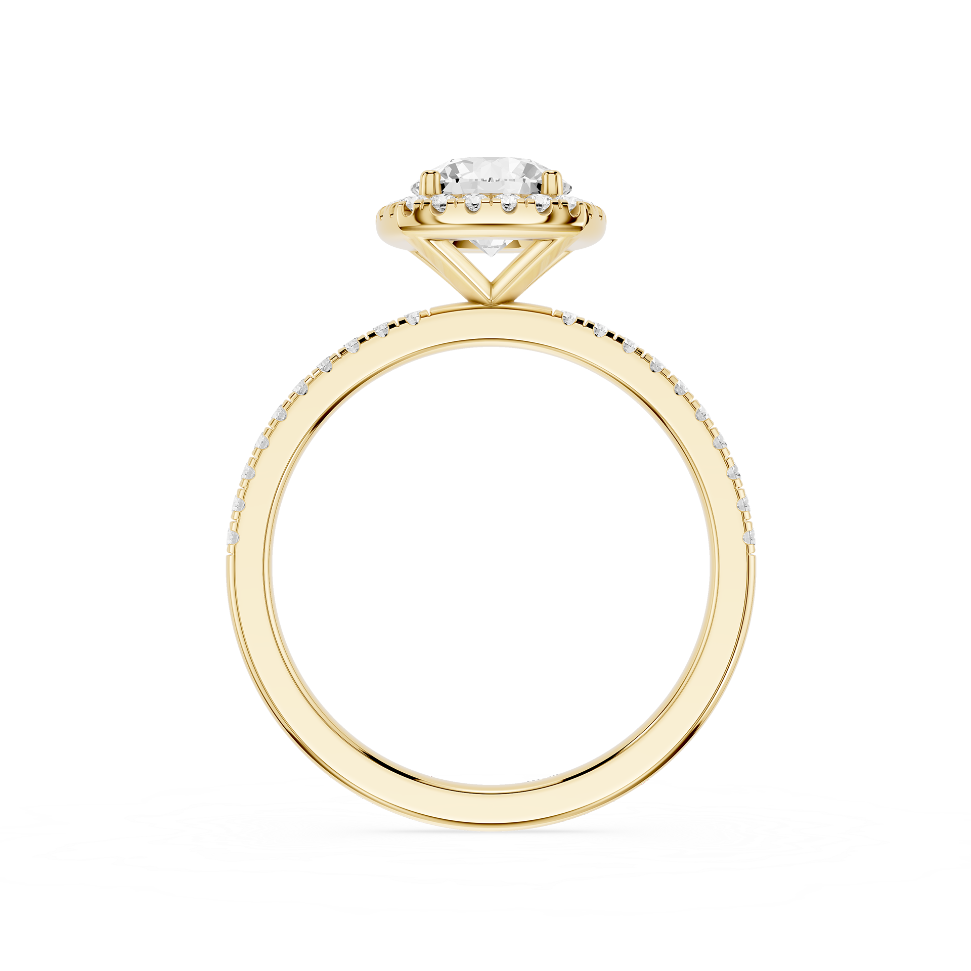 Round Lab Diamond Cushion Halo Ring
